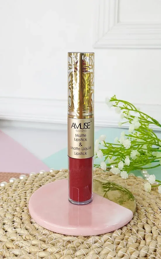 Lápiz labial doble AMUSE LIP 6289-10  Matte Lip Set Rojo cereza