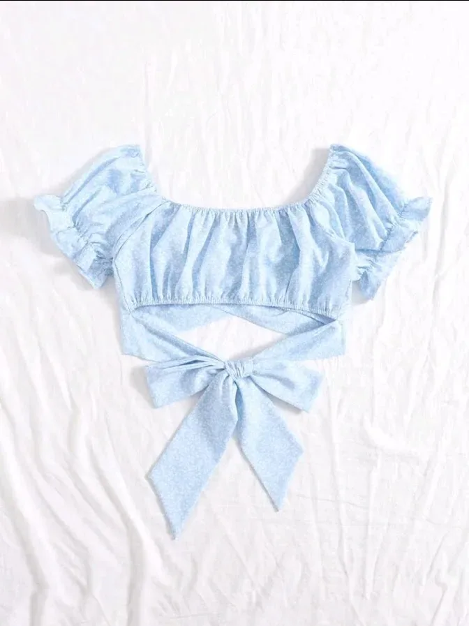 Crop Top celeste floreado