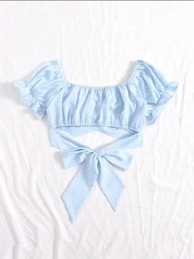Crop Top celeste floreado
