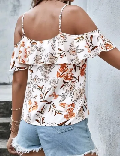 Blusa Para dama color blanco con estampado floreado
