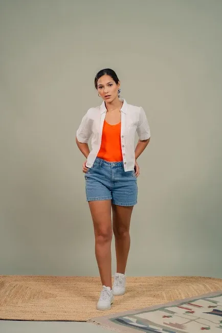 Short Estivaneli para Dama BLS-4097 color celeste