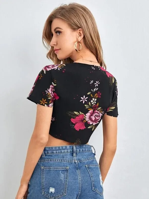 Blusa para dama con estampado de flores