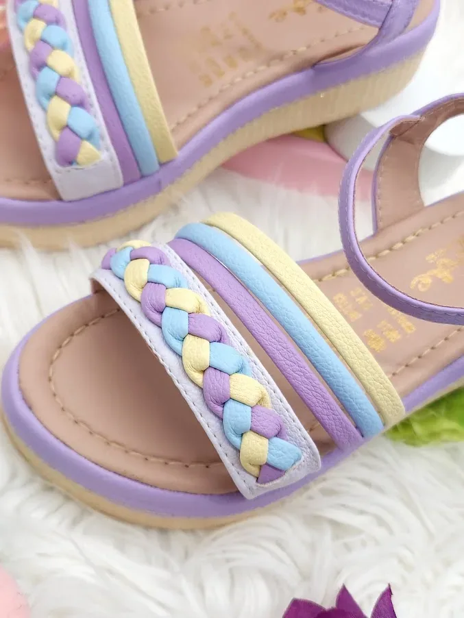 Sandalias colombianas para niña color lila C-06