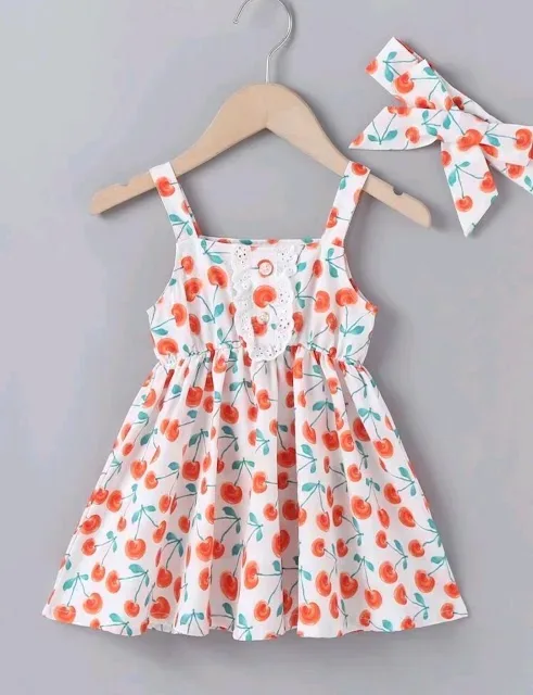 Vestido para niña diseño de cerezas