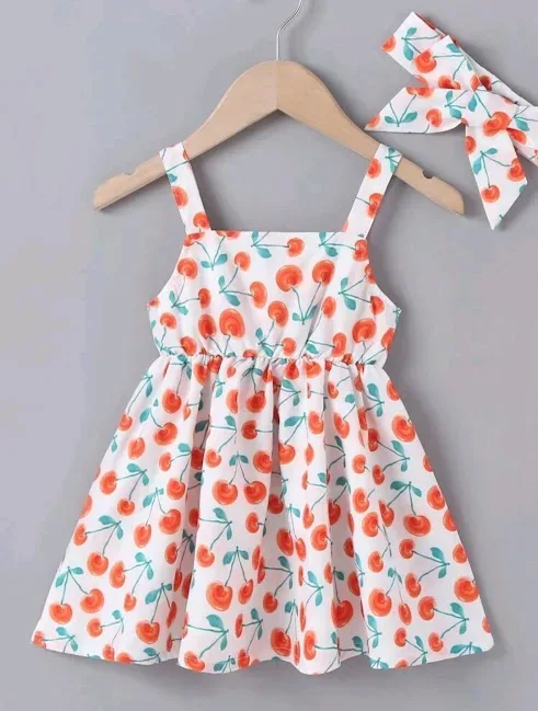 Vestido para niña diseño de cerezas