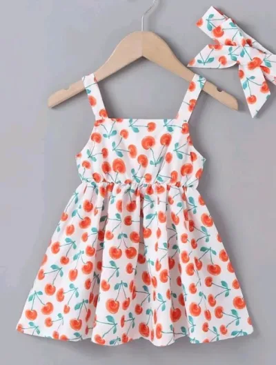 Vestido para niña diseño de cerezas