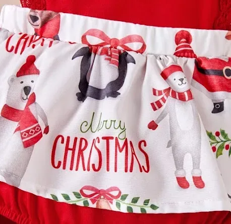 Mameluco para niña color rojo diseño navideño