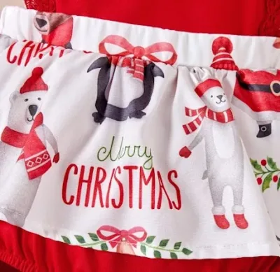 Mameluco para niña color rojo diseño navideño
