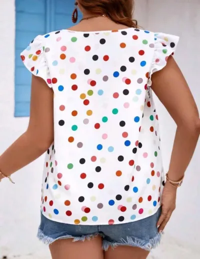 Blusa para dama con estampado de lunares