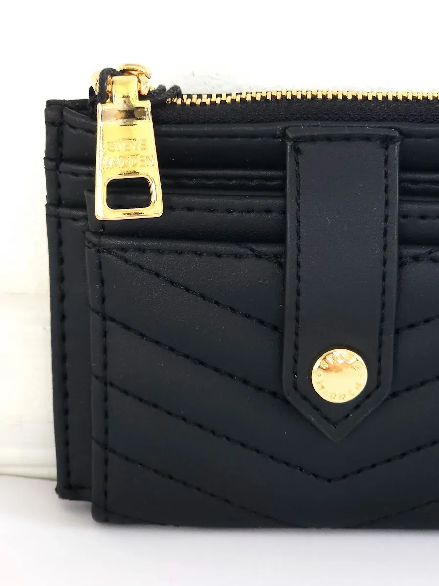 Tarjetero Steve Madden para dama color negro