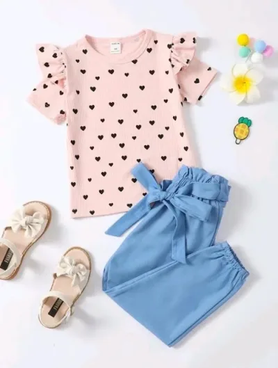 Conjunto para niña color rosa con celeste