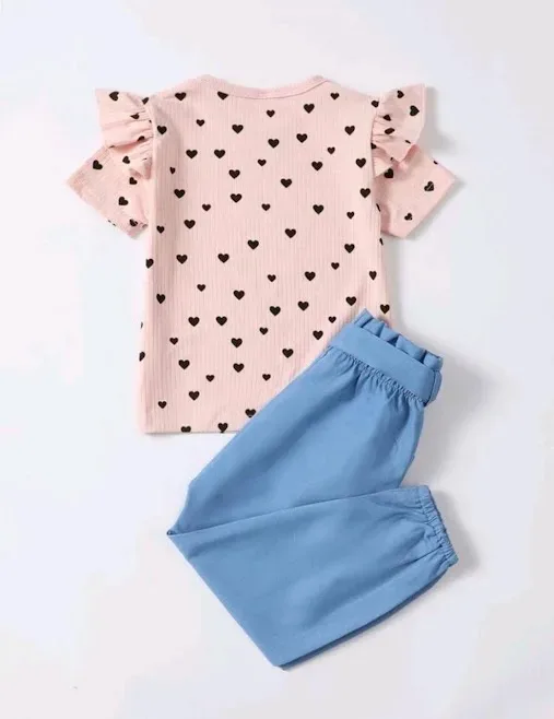 Conjunto para niña color rosa con celeste