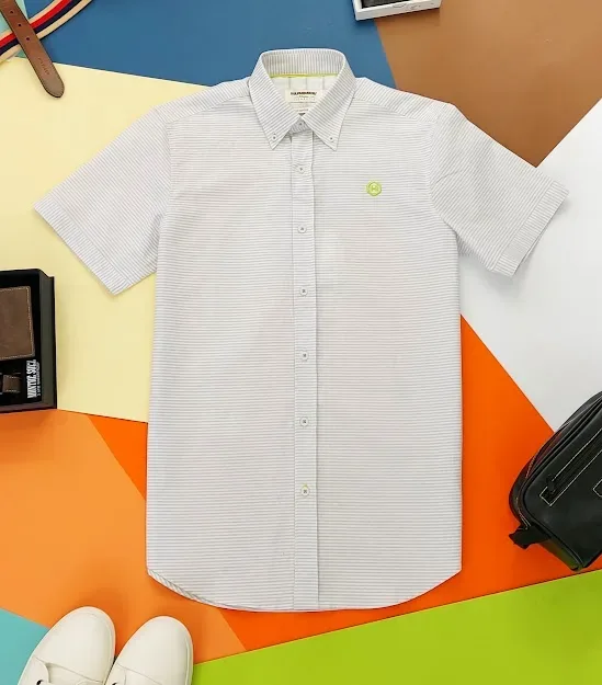 Camisa Hummer para caballero diseño a rayas color blanco y gris
