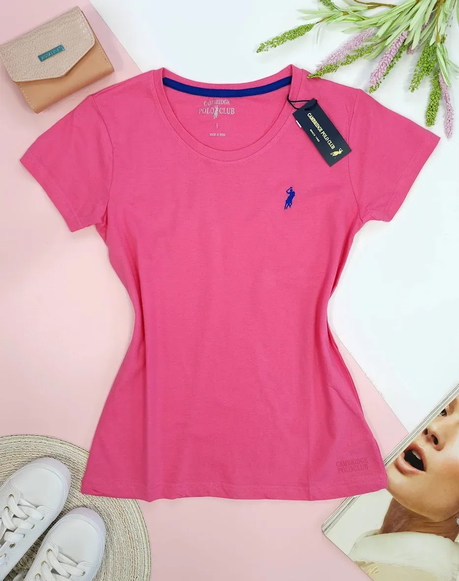 Camiseta Polo cambrige para dama color fucsia