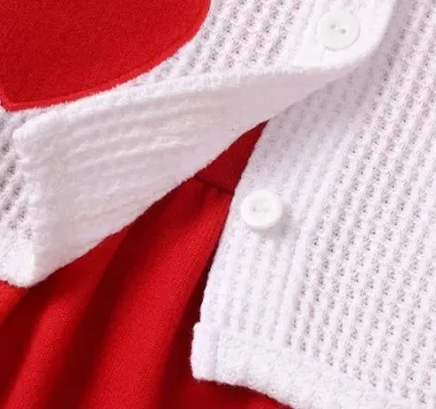 Vestido para niña color rojo incluye chaleco blanco