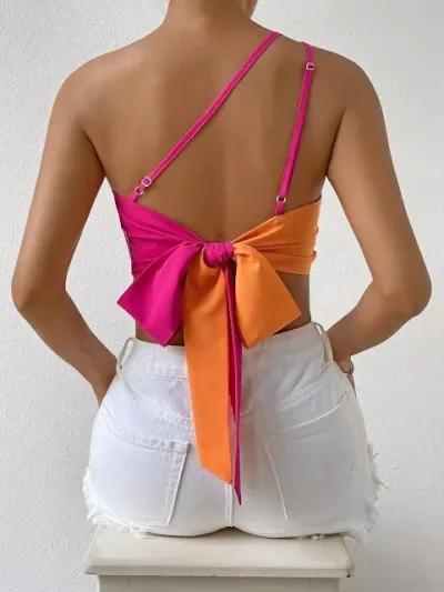 Crop top para dama color naranja y fucsia