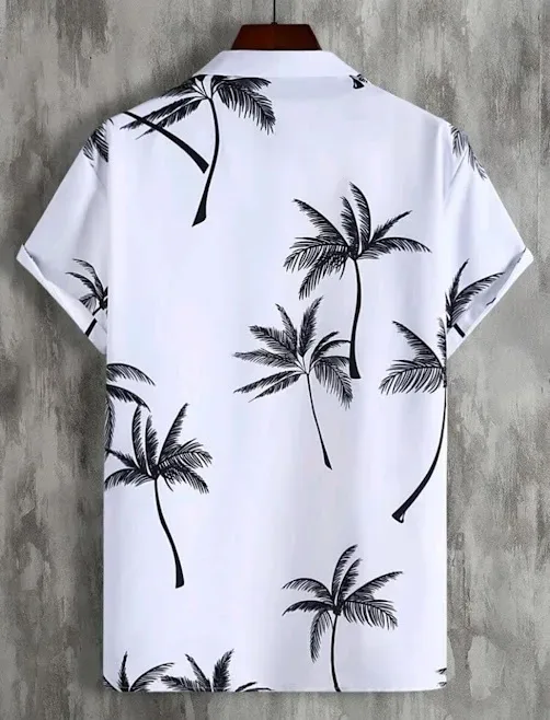 Camisa para caballero color blanco con diseño tropical