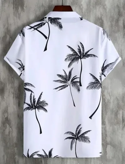 Camisa para caballero color blanco con diseño tropical