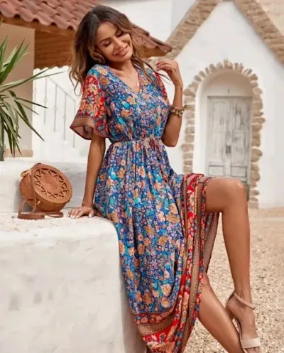 Vestido para dama diseño floral bohemio