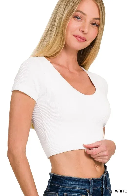Crop top color blanco para Dama
