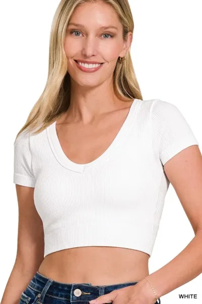 Crop top color blanco para Dama