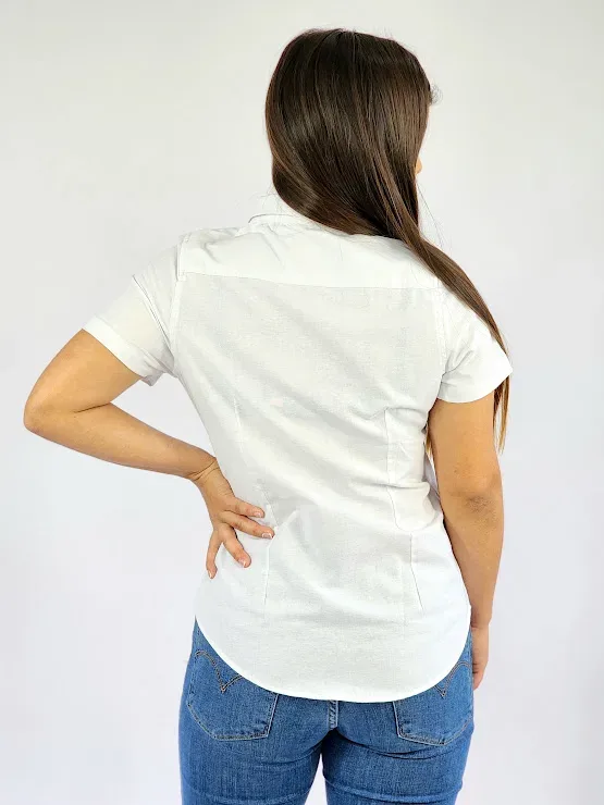 Camisa Cambrige Polo para muchacha color blanco