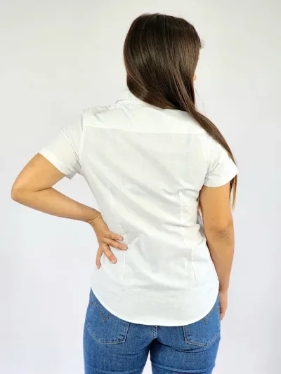 Camisa Cambrige Polo para muchacha color blanco