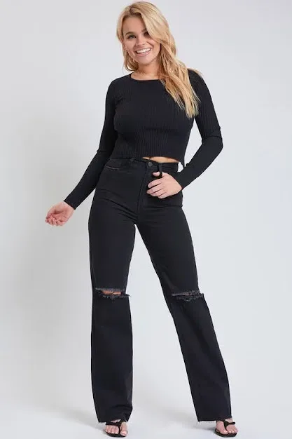 Jeans YMI Wide-Leg para dama color negro W2081
