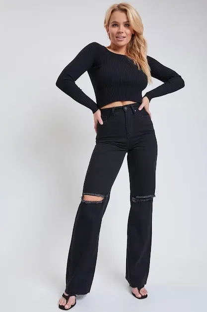 Jeans YMI Wide-Leg para dama color negro W2081