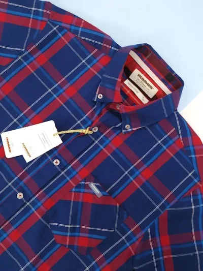 Camisa Hummer para caballero diseño a cuadros azules y rojos