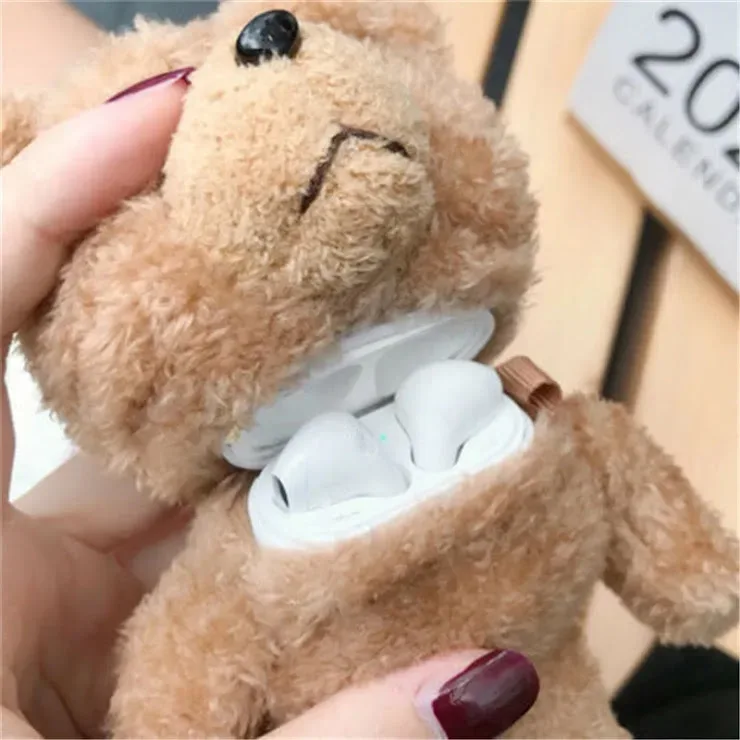 Funda para audifonos con diseño de oso