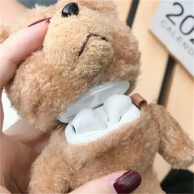 Funda para audifonos con diseño de oso