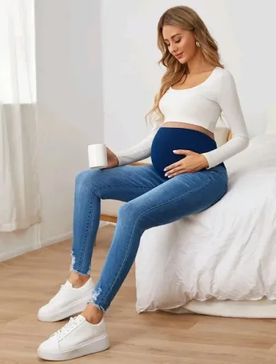 Jeans de maternidad para dama color Azul lavado