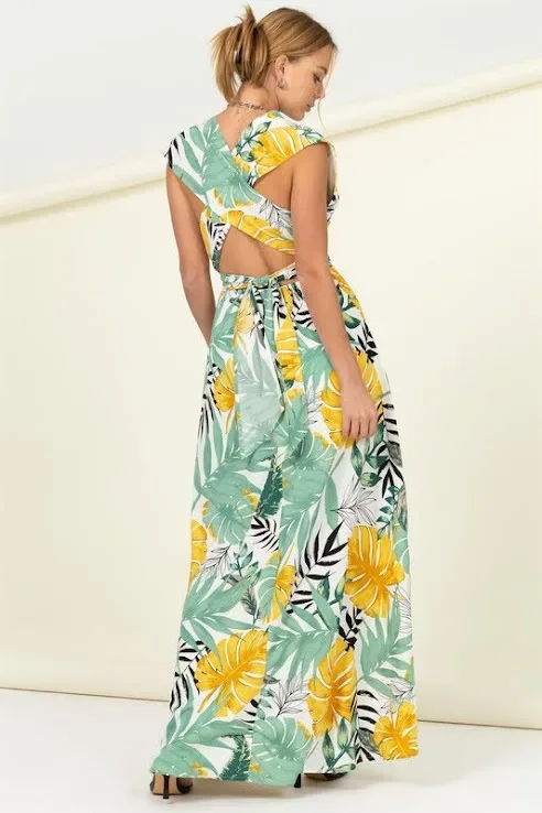 Vestido multi-formas para dama con estampado tropical