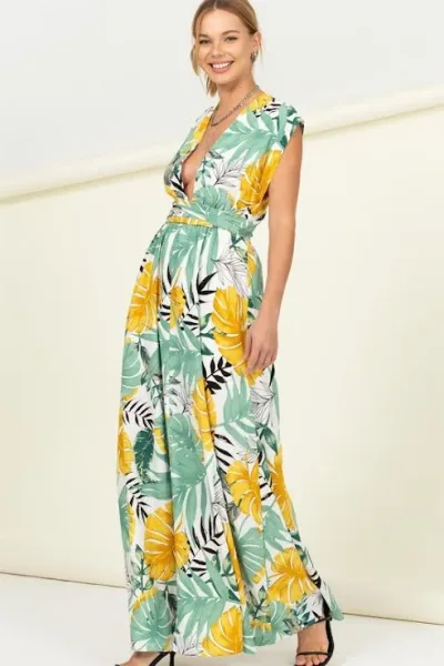Vestido multi-formas para dama con estampado tropical
