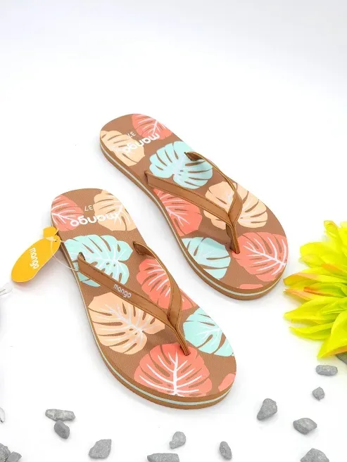 Sandalias mango para dama diseño de hojas