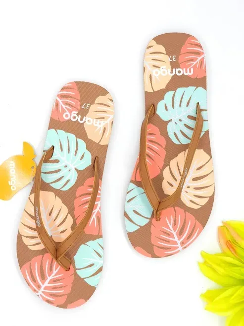 Sandalias mango para dama diseño de hojas