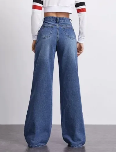 Jeans para dama corte ancho color azul