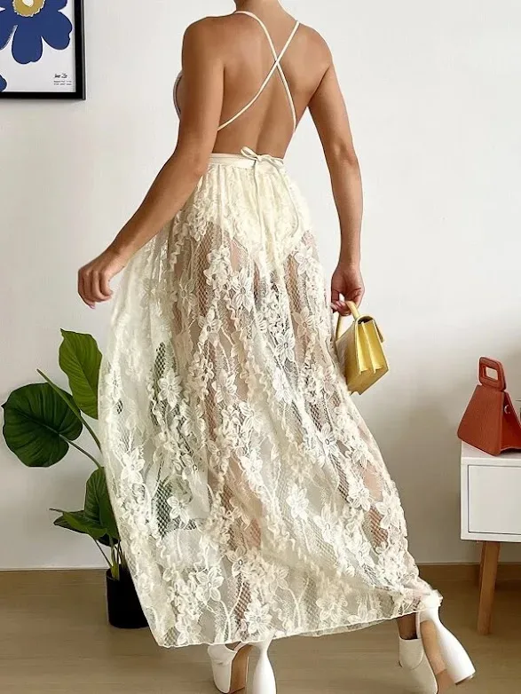 Vestido de baño para dama color blanco hueso