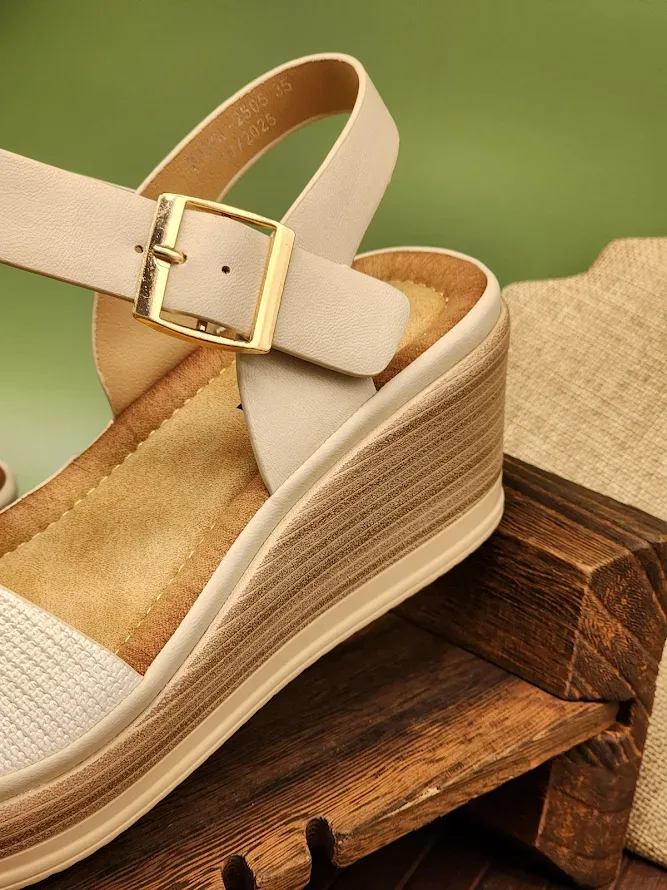 Sandalias sabata para dama karol-2505 beige