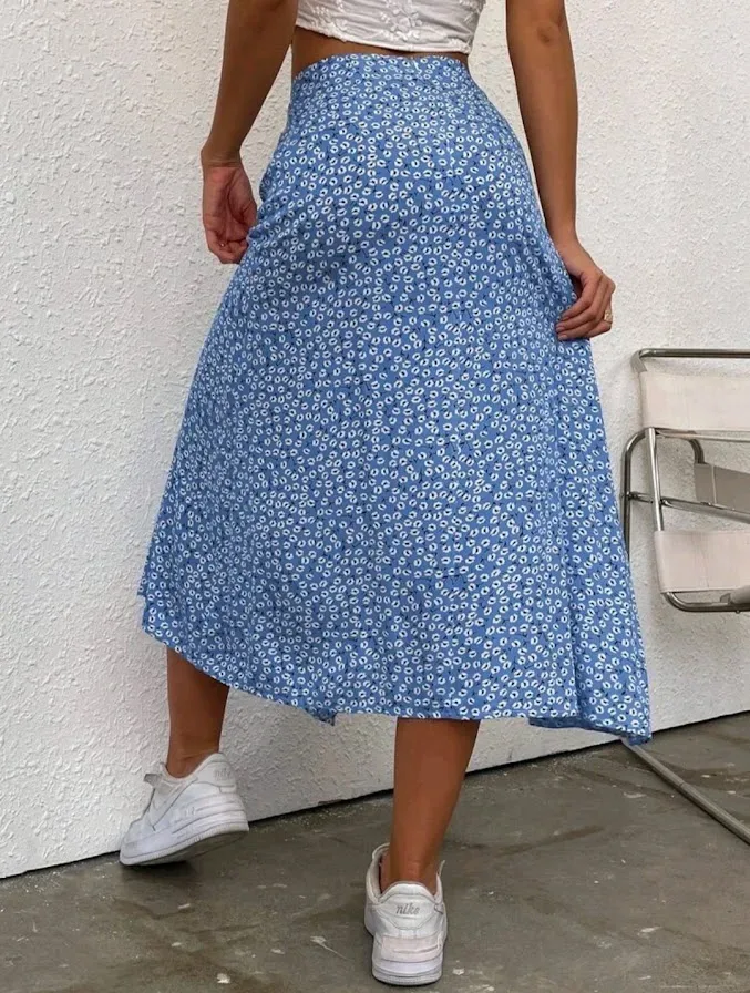 Falda para dama color celeste