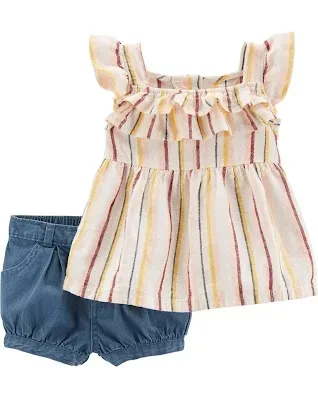 Conjunto Carter's para niña color beige y azul