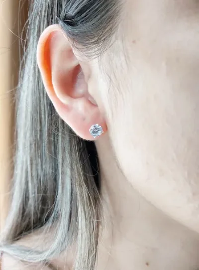 Par de aretes para dama plata 925 chispita mediana