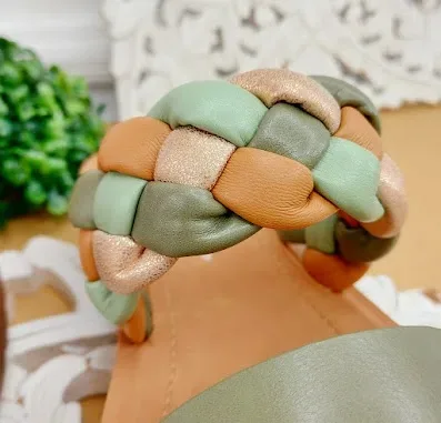 Sandalias para dama color verde y café