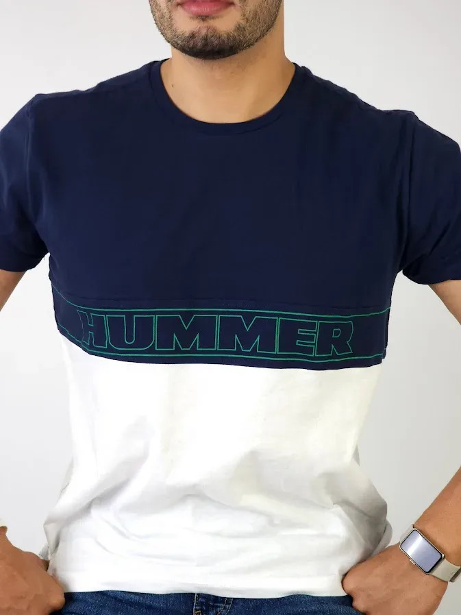 Camiseta Hummer para caballero color azul oscuro y blanco