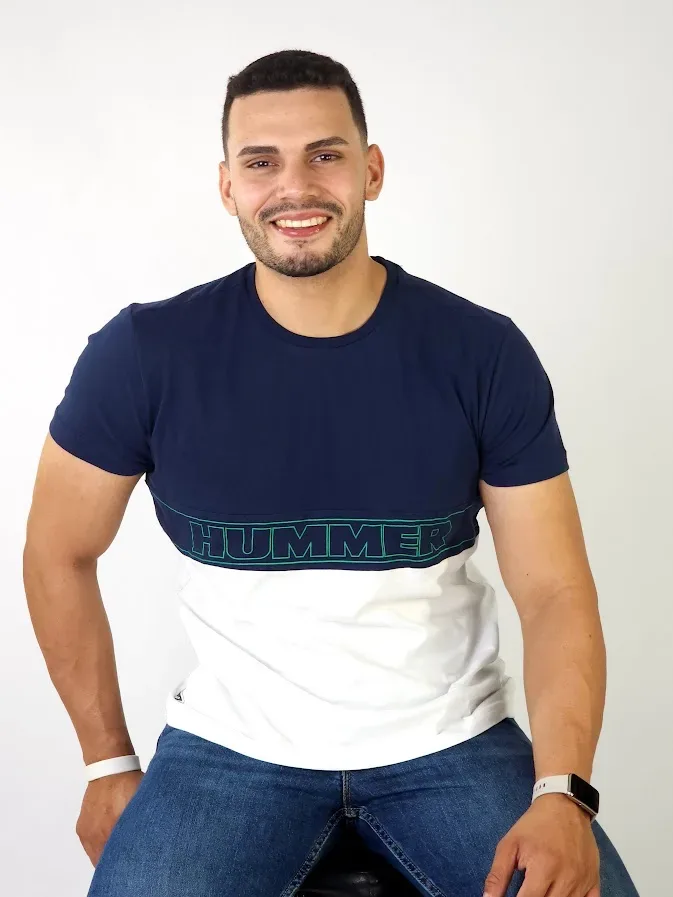 Camiseta Hummer para caballero color azul oscuro y blanco