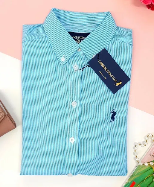 Camisa Cambrige Polo para dama de cuadros