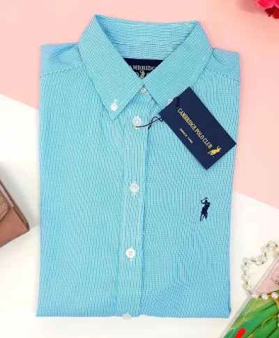 Camisa Cambrige Polo para dama de cuadros
