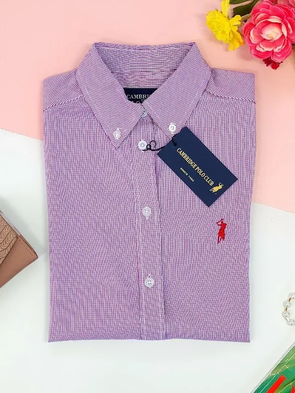 Camisa Cambrige Polo para dama de cuadros