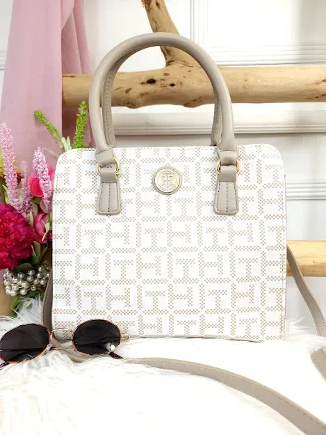 Bolso Tommy Hilfiger para dama color beige y blanco